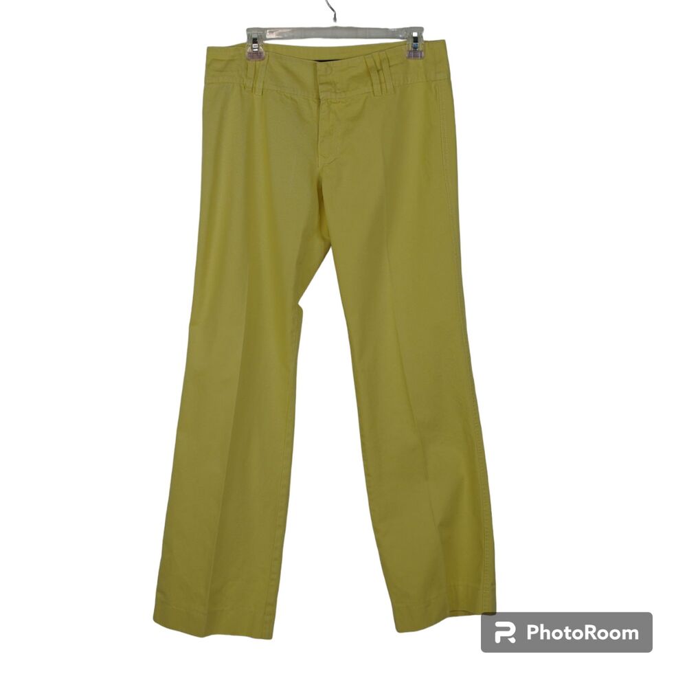 Max Mara Weekend Straight Leg Pants Womens 6 Yellow Flat Front Classic Italy
